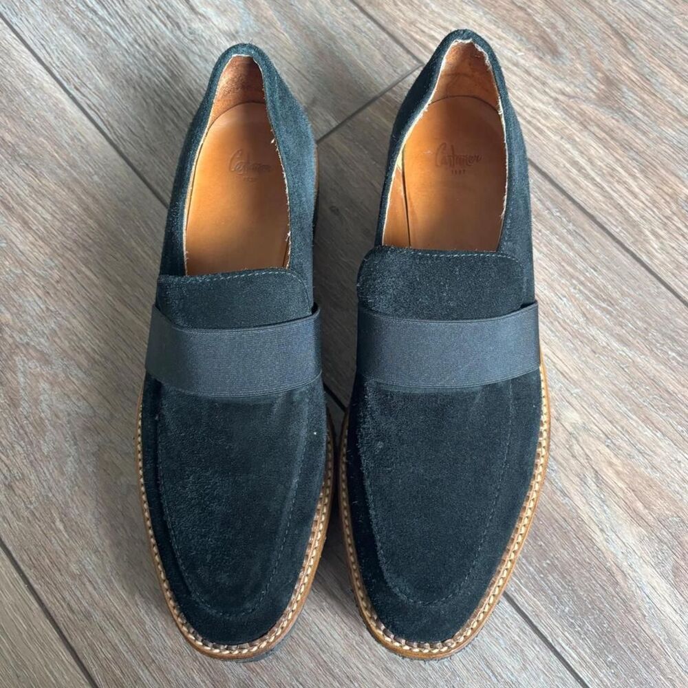 castaner black suede penny loafers size 40
